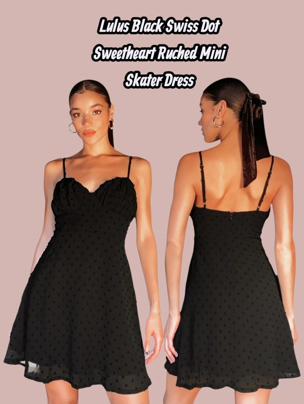 Lulu's Black Swiss Dot Sweetheart Mini Dress